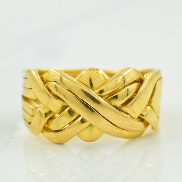 21k Yellow Gold Puzzle Ring | SZ 8 | Hot on Sale