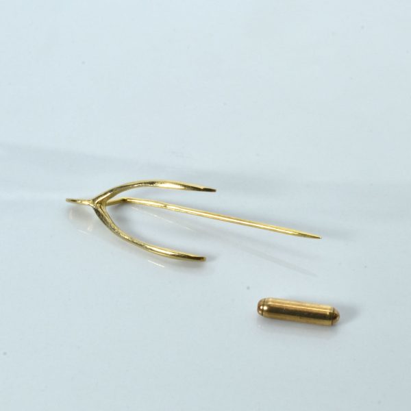 9k Wishbone Gold Pin Online now