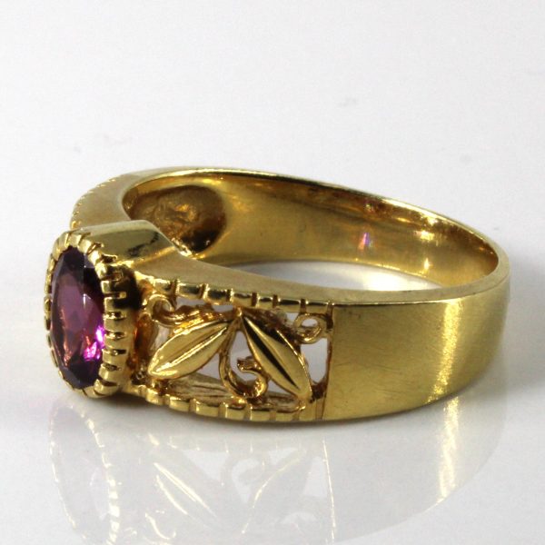 Bezel Set Rhodolite Garnet Filigree Ring | 0.80ct | SZ 7.75 | Online Sale