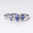 14k White Gold Sapphire & Diamond Ring | 0.40ctw, 0.10ctw | Sz 7 For Sale