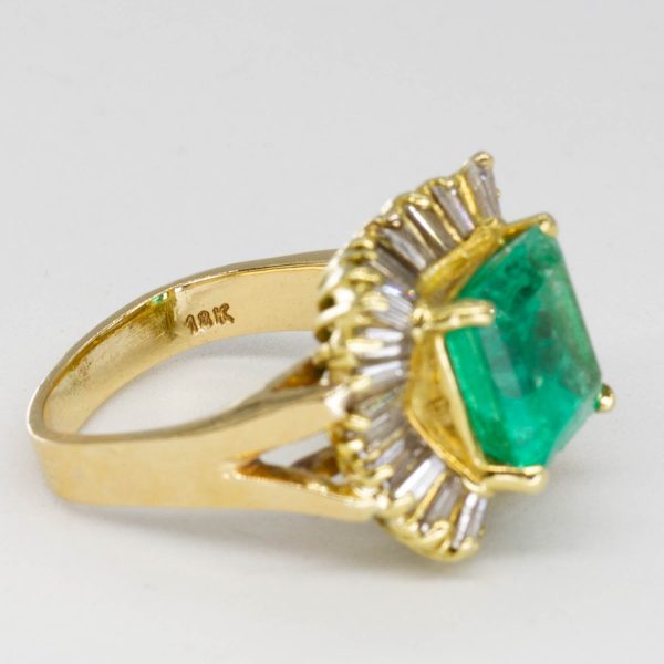 Asscher Cut Emerald & Diamond Halo Ring | 3.85ctw, 0.75ctw | SZ 5 | Fashion