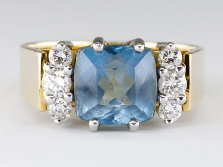 Cavelti  Aquamarine and Diamond 18K and Platinium Ring | 2.0ct | 0.38ctw | SZ 6.75 For Cheap