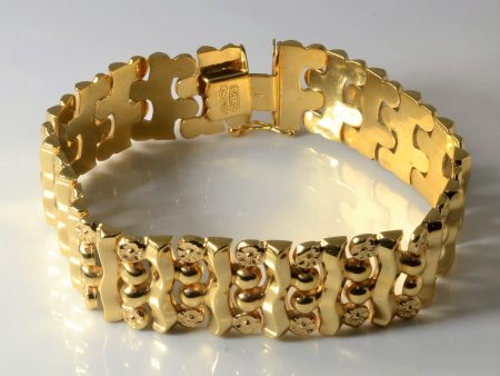 Yellow Gold Watch Strap Style Bracelet | 7.5  | Cheap