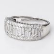 18k White Gold Baguette and Round Brilliant Diamond Band | 1.50 ctw | Sz 7.25 Online now