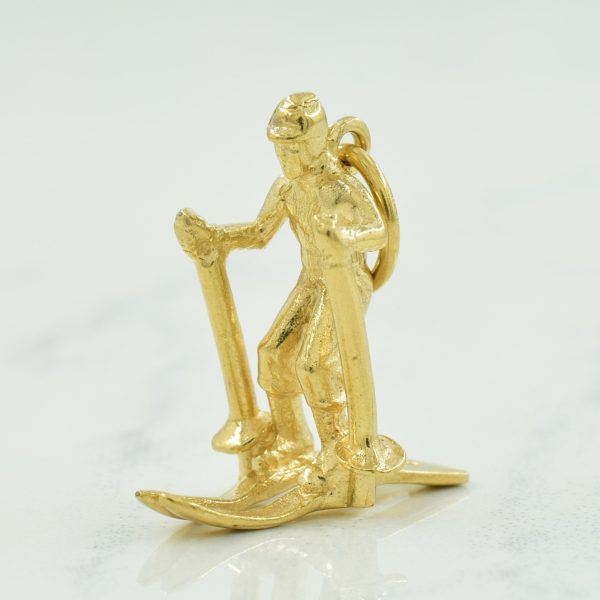 10k Yellow Gold Skier Charm | For Discount