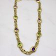 14k Yellow Gold Amethyst and Peridot Chain Necklace | 7.90ctw | 16  For Cheap