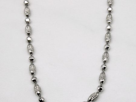 14k White Gold Bead Chain | 18  | Sale