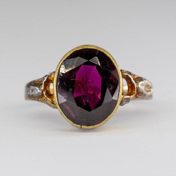 Birmingham 1917 Hallmarked Garnet 12k Ring | 2.41 ctw | SZ 6.5 | For Sale