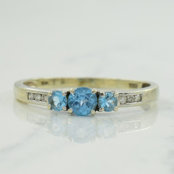 Blue Topaz & Diamond Ring | 0.50ctw, 0.06ctw | SZ 10.25 | Sale