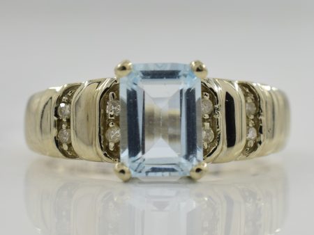 Aquamarine & Diamond Cocktail Ring | 0.85ct, 0.04ctw | SZ 5 | Online