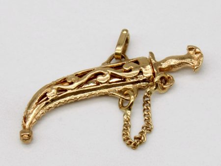 18k Yellow Gold Knife Pendant For Cheap