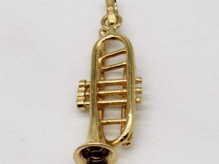 10k Yellow Gold Trombone Pendant Hot on Sale