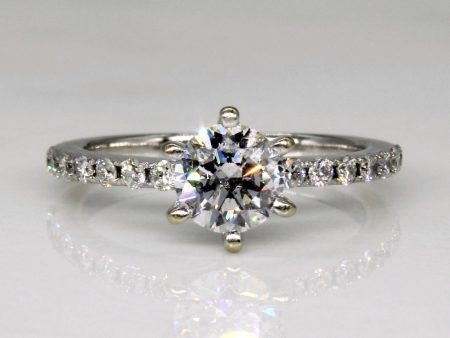 Cathedral Set Diamond with Accent Diamonds 14k Ring | 0.64ctw | SZ 2.75 | For Sale