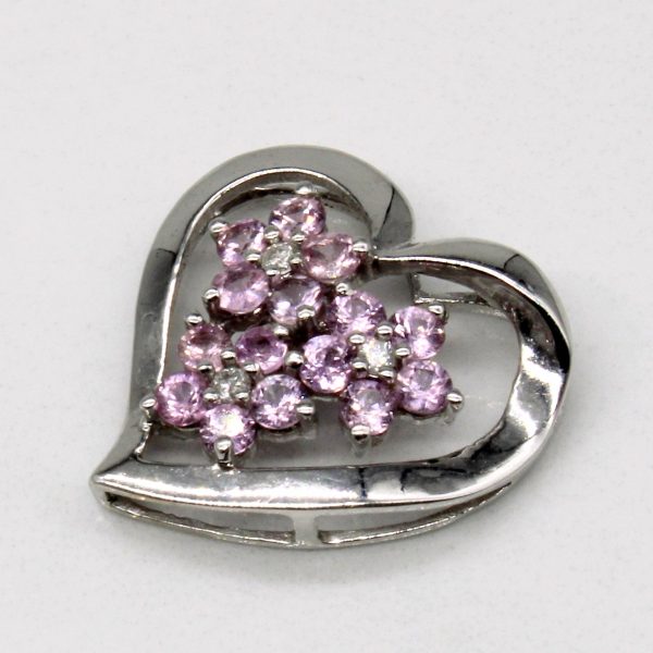 Pink Sapphire & Diamond Heart Pendant | 0.50ctw, 0.03ctw | Online now