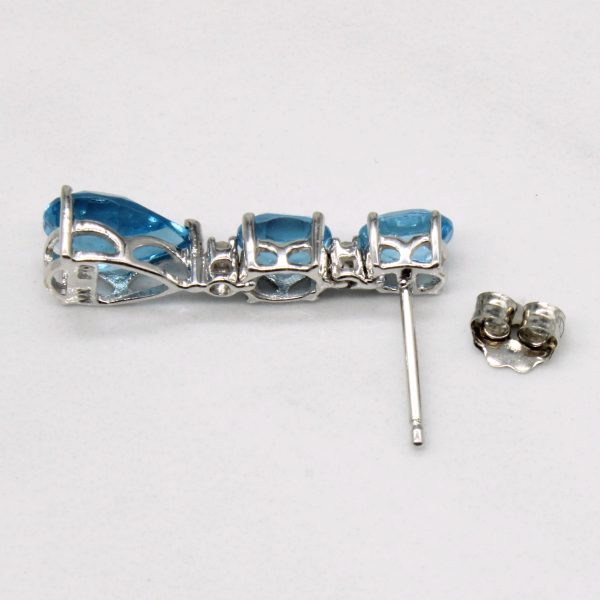 Blue Topaz & Diamond Drop Earrings | 4.50ctw, 0.04ctw | Online Sale