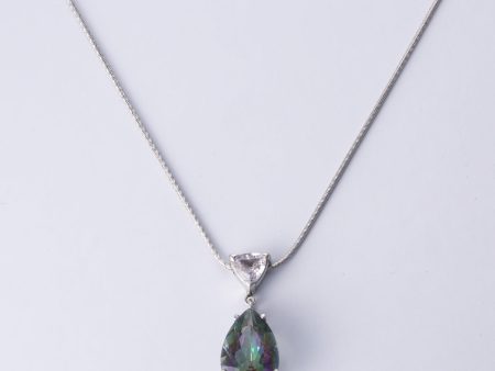 14k White Gold Mystic Topaz and Synthetic Spinel Necklace | 3.10 ct, 0.40 ct | 45.5cm Hot on Sale