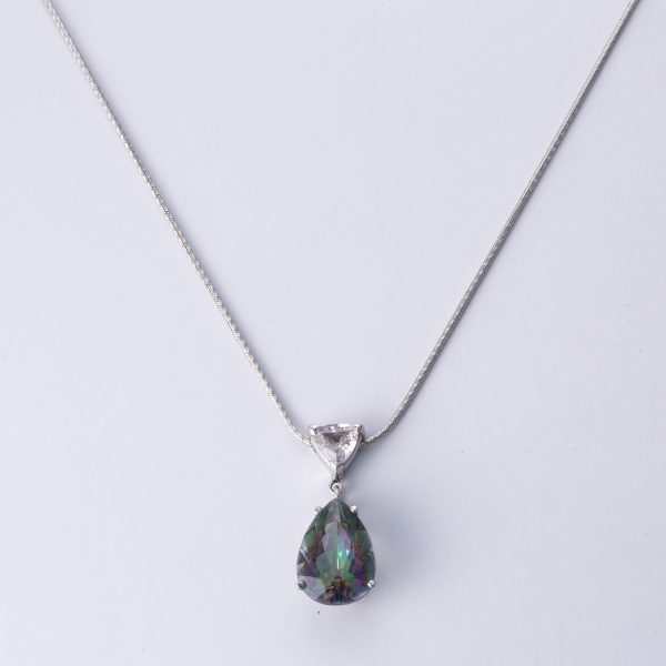 14k White Gold Mystic Topaz and Synthetic Spinel Necklace | 3.10 ct, 0.40 ct | 45.5cm Hot on Sale