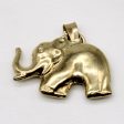 10k Yellow Gold Elephant Pendant For Sale