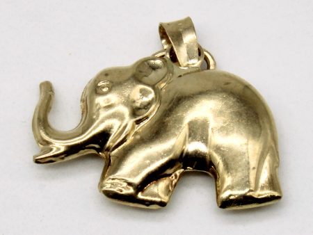 10k Yellow Gold Elephant Pendant For Sale