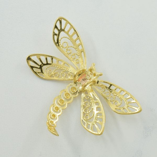 14k Tri Tone Gold Dragonfly Pendant | For Cheap