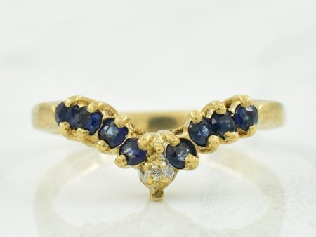 Blue Sapphire & Diamond Chevron Ring | 0.25ctw, 0.005ct | SZ 5 | Online Hot Sale