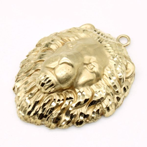 10k Yellow Gold Lion Pendant For Discount