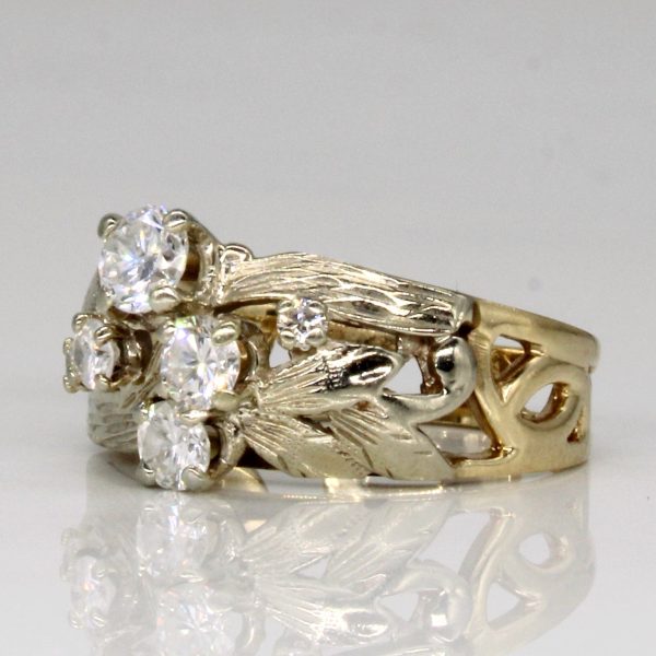 Abstract Diamond 10k Yellow Gold Ring | 0.77ctw | SZ 6.5 | Sale