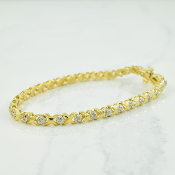 10k Yellow Gold Diamond Tennis Bracelet | 0.27ctw | 7.25  | Cheap