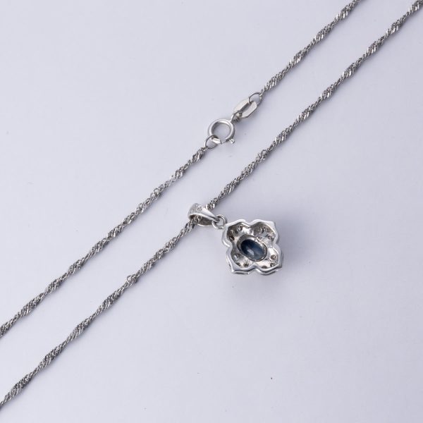 14k White Gold Sapphire Necklace | 0.66 ct, 0.10 ctw | 16  Supply