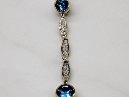 Blue Topaz & Diamond Drop Pendant | 1.50ctw, 0.12ctw | Discount