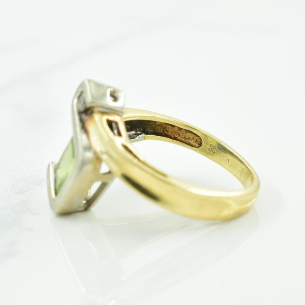 Bypass Peridot & Diamond Ring | 0.90ct, 0.04ct | SZ 4.75 | Hot on Sale