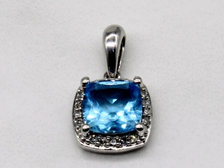 Blue Topaz & Diamond Pendant | 0.90ct, 0.04ctw | Discount