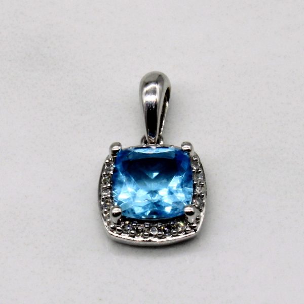 Blue Topaz & Diamond Pendant | 0.90ct, 0.04ctw | Discount