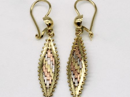 14k Tri Tone Gold Drop Earrings Sale