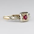 14k Synthetic Ruby and Diamond Mid Century Ring | 0.10 ct | SZ 5 Hot on Sale