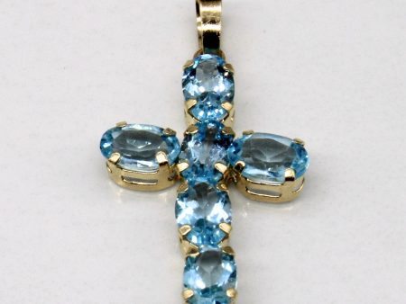 Blue Topaz Cross Pendant | 3.00ctw | Online now