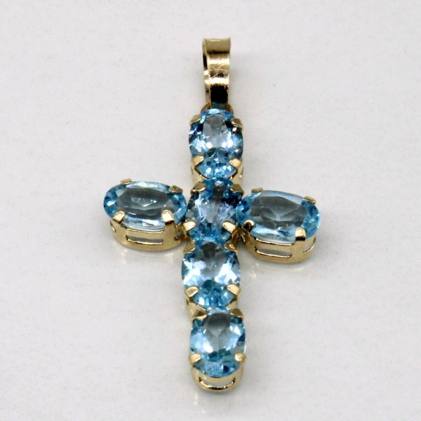 Blue Topaz Cross Pendant | 3.00ctw | Online now