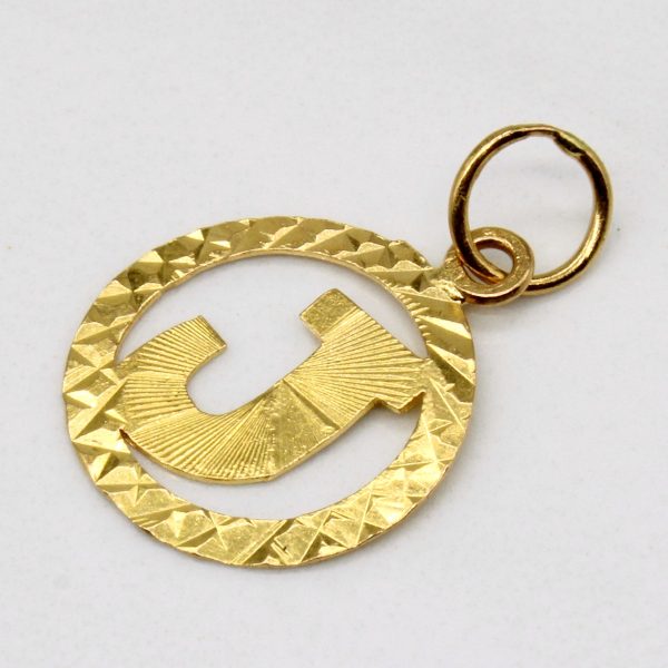 22k Yellow Gold  J  Pendant Online Sale