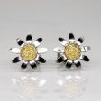 18k Two Tone Gold Daisy Earrings Supply