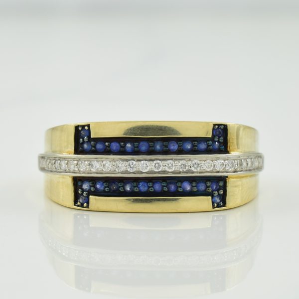 Blue Sapphire & Diamond Ring | 0.20ctw, 0.15ctw | SZ 10.75 | Hot on Sale