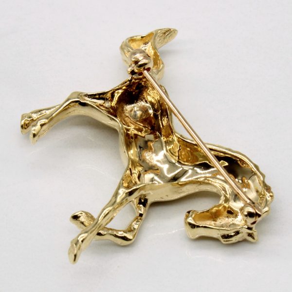 14k Yellow Gold Horse Brooch For Sale