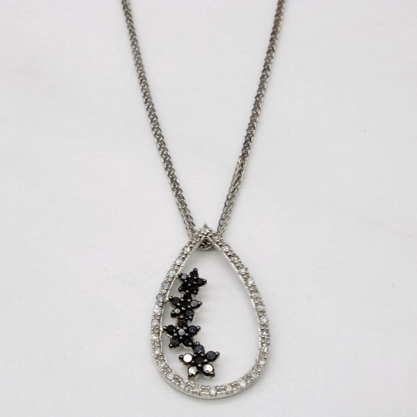 Black & White Diamond Drop Necklace | 0.26ctw | 18  | Discount