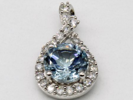 Aquamarine & Diamond Pendant | 1.20ct, 0.22ctw | For Discount