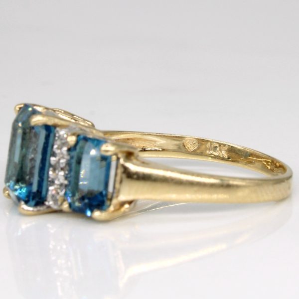 Blue Topaz & Diamond Cocktail Ring | 3.50ctw, 0.03ctw | SZ 5.5 | Online now