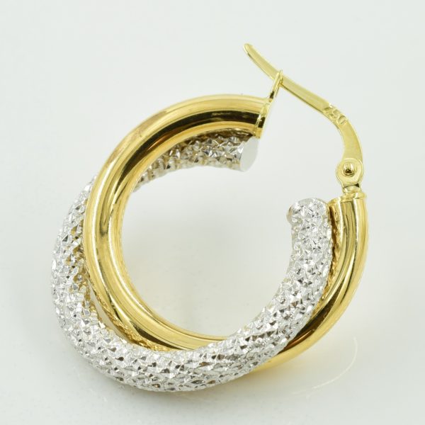 18k Two Tone Gold Hoop Earrings | Online now