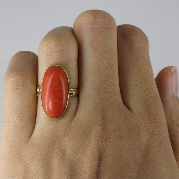 Bezel Set Coral Cocktail Ring | 9.00ct | SZ 6 | Supply