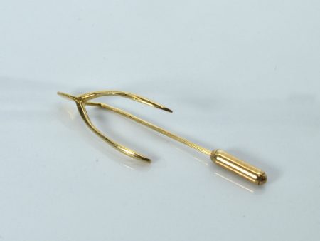 9k Wishbone Gold Pin Online now