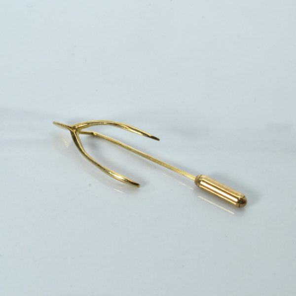 9k Wishbone Gold Pin Online now