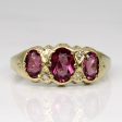 1987 Birmingham Hallmarked Garnet Three Stone Ring | 1.00ctw | SZ 7 | Online now