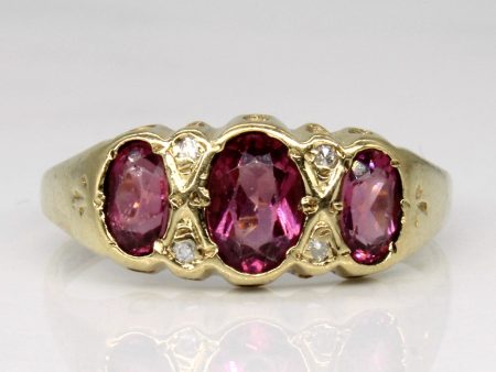 1987 Birmingham Hallmarked Garnet Three Stone Ring | 1.00ctw | SZ 7 | Online now